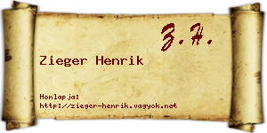 Zieger Henrik névjegykártya